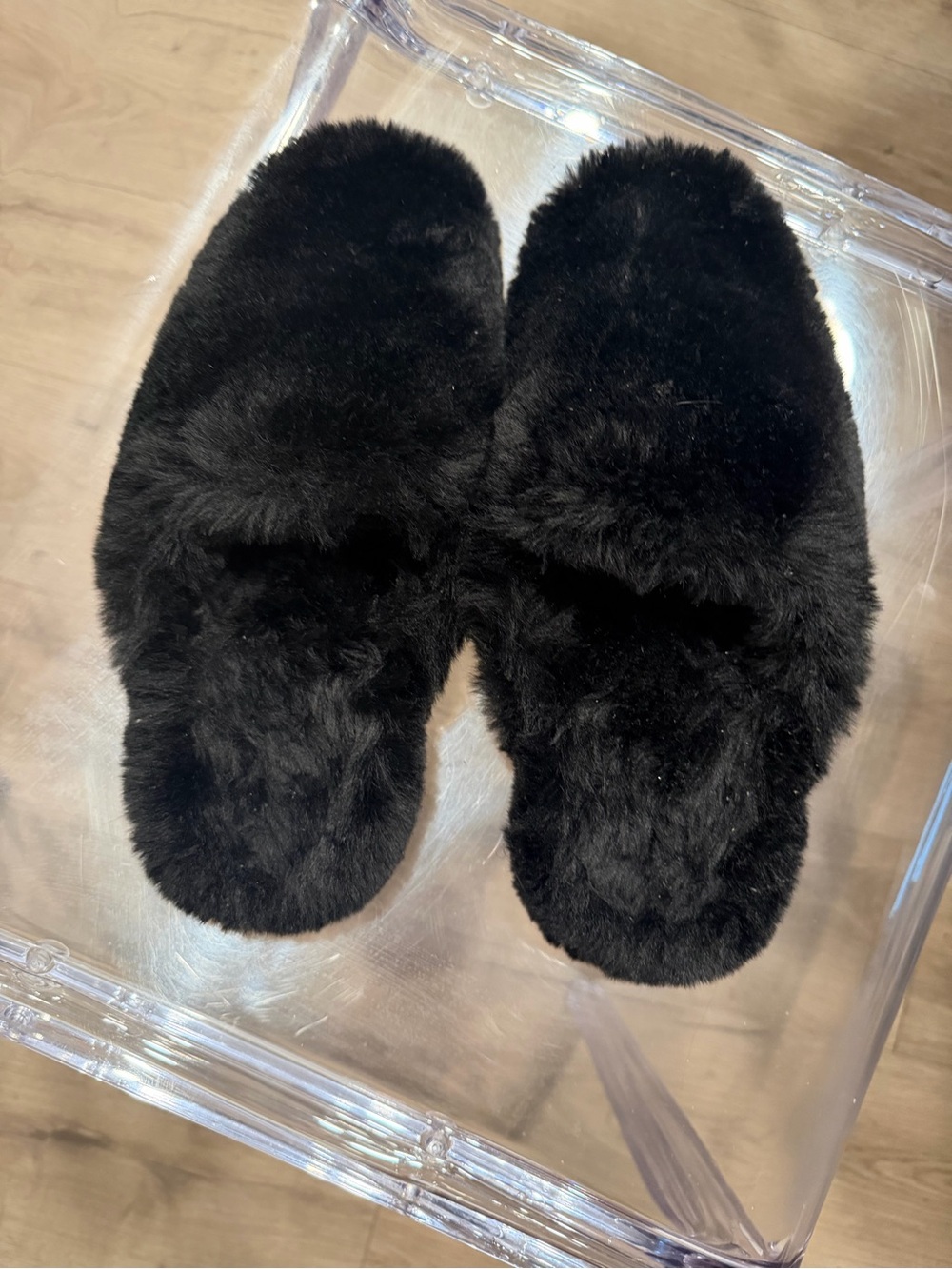 Balenciaga Black Furry Slide Mules